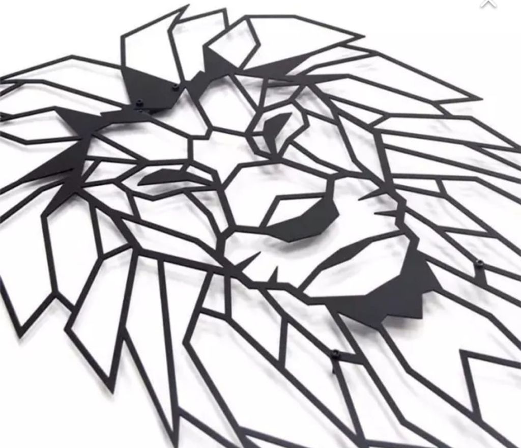 Cartoon Wall Decal Geometric Lion Head 3D