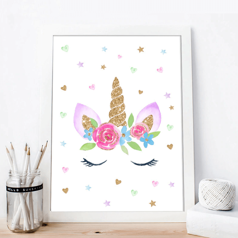 Rainbow Unicorn Nursery Canvas Posters