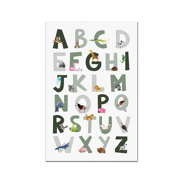 Home Alphabet Animal Educational Poster