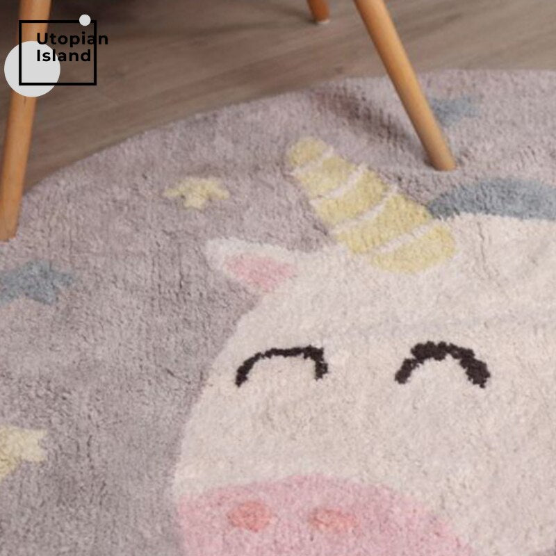 Area Round Rug Cute Unicorn