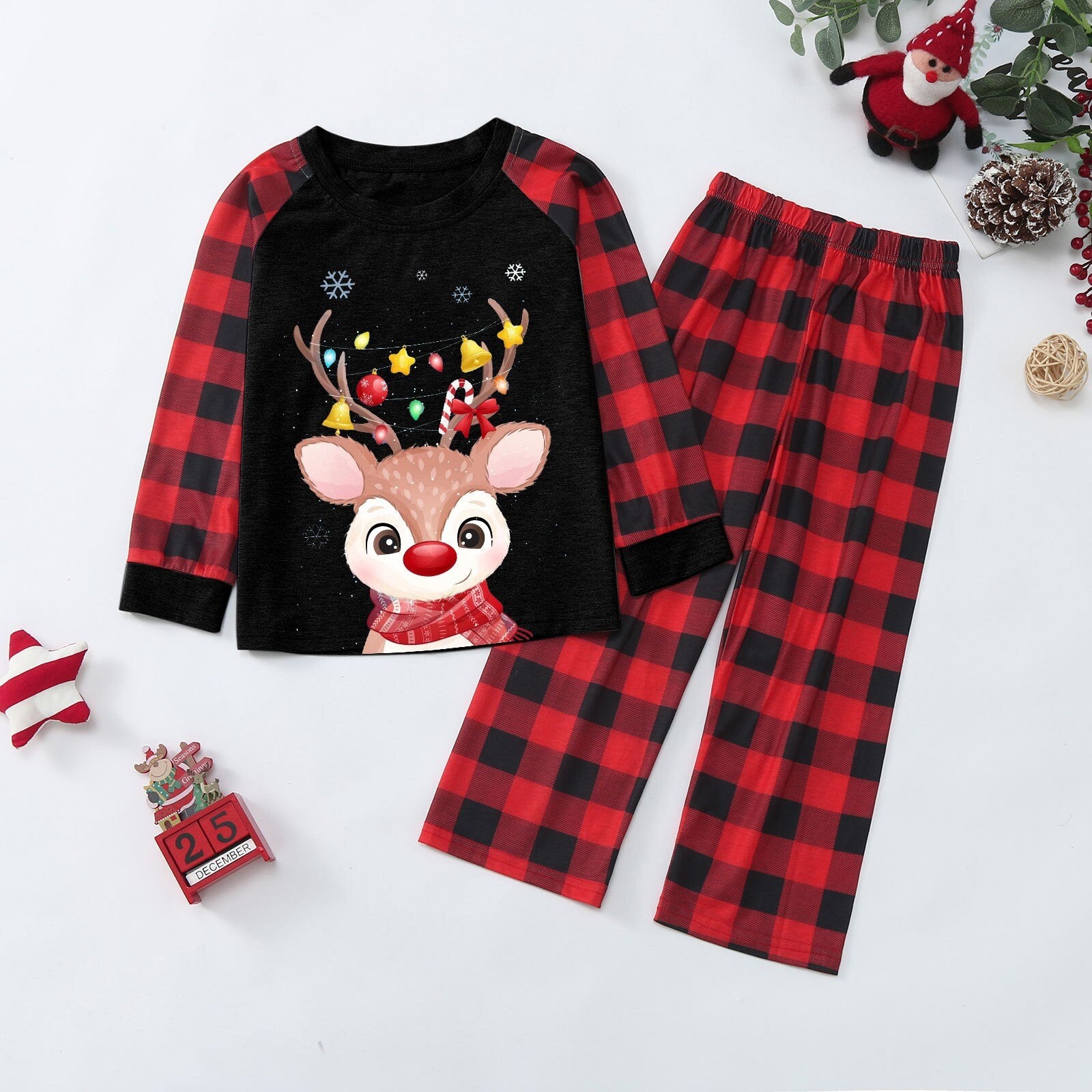 Matching Christmas Pajamas Family Set - Cute Reindeer
