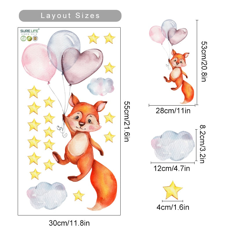 Cartoon Cute Fox Wall Decals