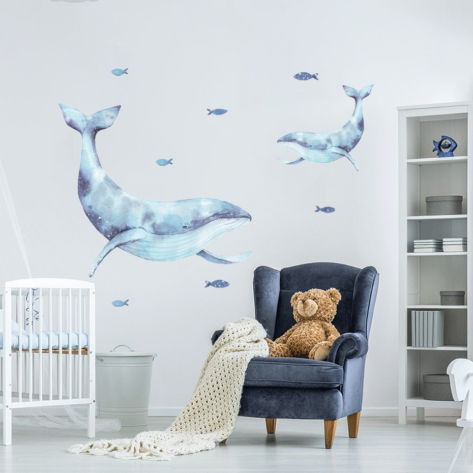 Nursery Wall Decal Underwater Blue Whale