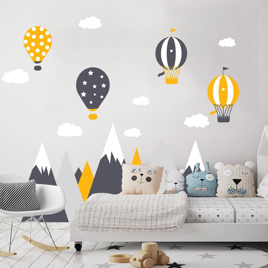 Wall Decals Hot Air Balloons in Mountains