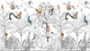 B&W Nature and Colorful Tree Animals Wallpaper Mural