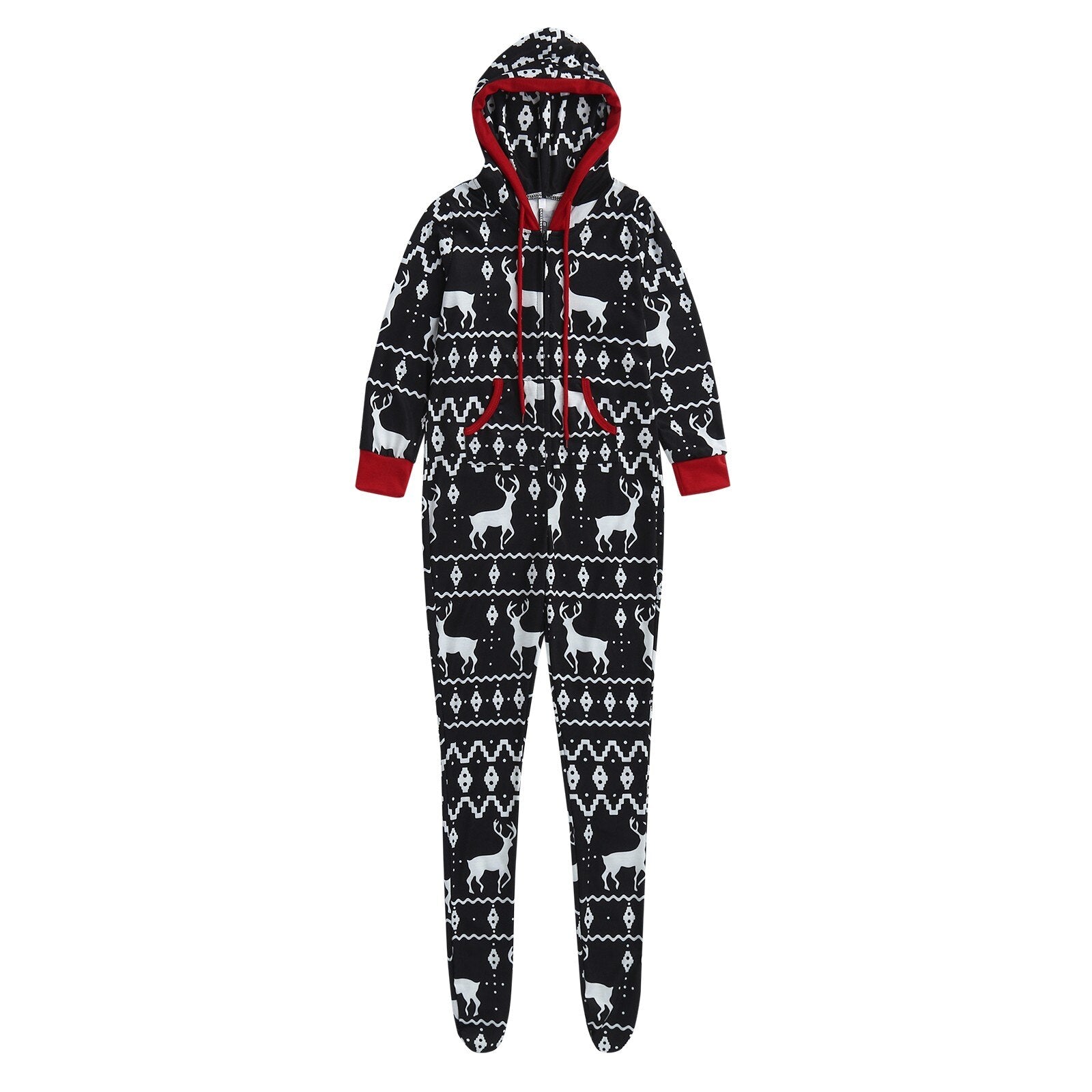 Matching Christmas Pajamas Jumpsuit Family Set - Reindeers Black