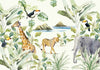 Watercolor Safari Animals Sea View Wallpaper Mural