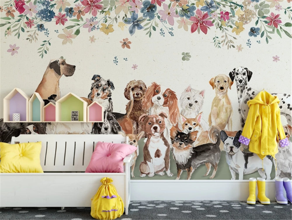 Cute Group of Puppies Wallpaper Mural