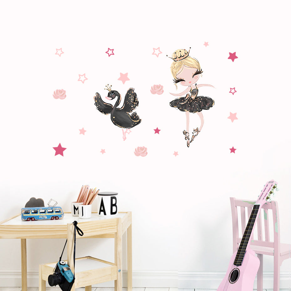 Nursery Wall Decals Swan Girls