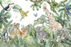 Safari Animals And Colorful Birds Nursery Wallpaper Mural