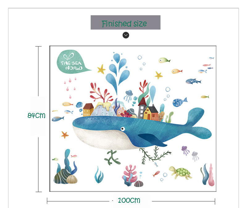 Cartoon Wall Decal Fairy Whale Island