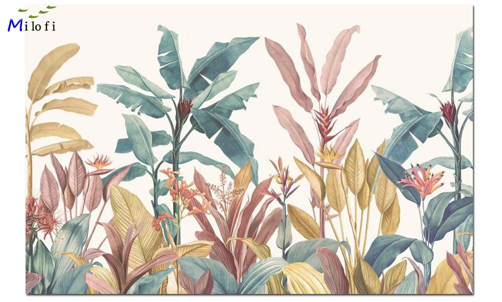 Colorful Tropical Plants Wallpaper Mural