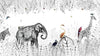 Animals Walk Black and White Nursery Wallpaper Mural