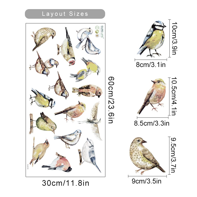 Nursery Wall Decals Birds Tit Finch Sparrow