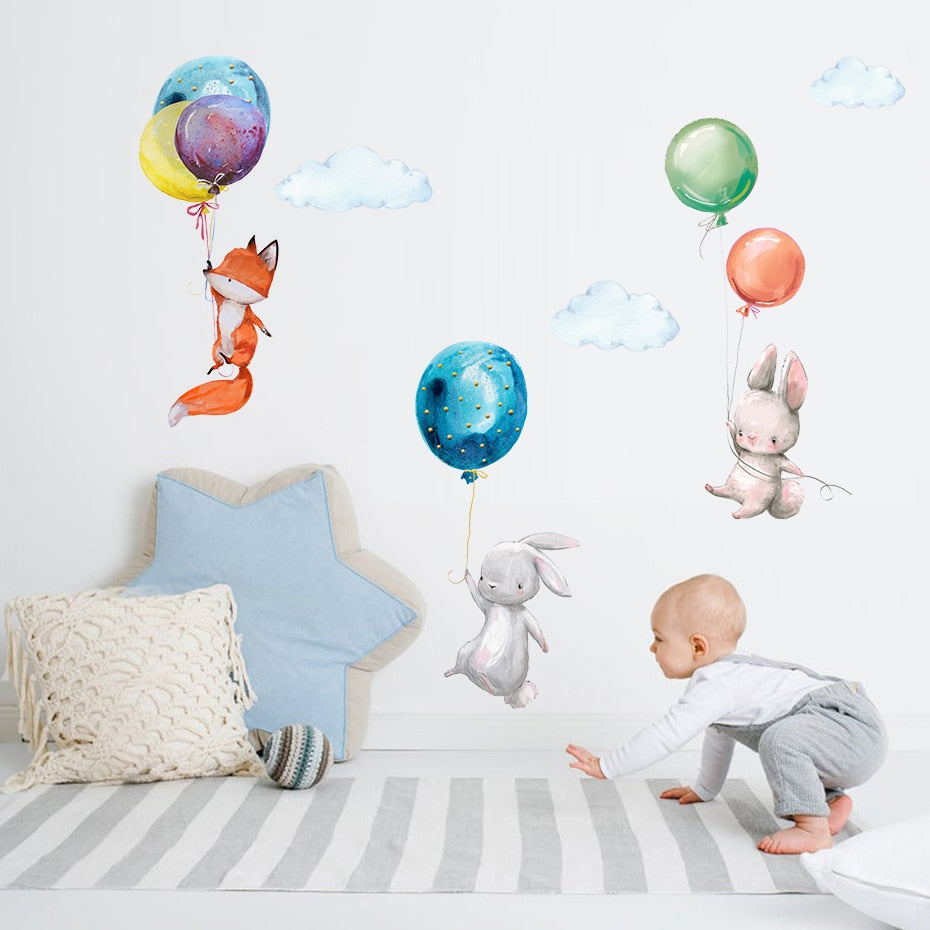 Nursery Wall Decals Forest Animals Balloons