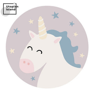 Area Round Rug Cute Unicorn