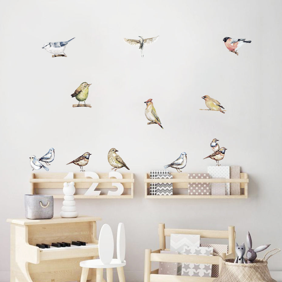 Nursery Wall Decals Birds Tit Finch Sparrow