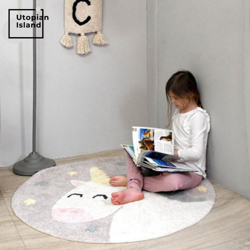 Area Round Rug Cute Unicorn