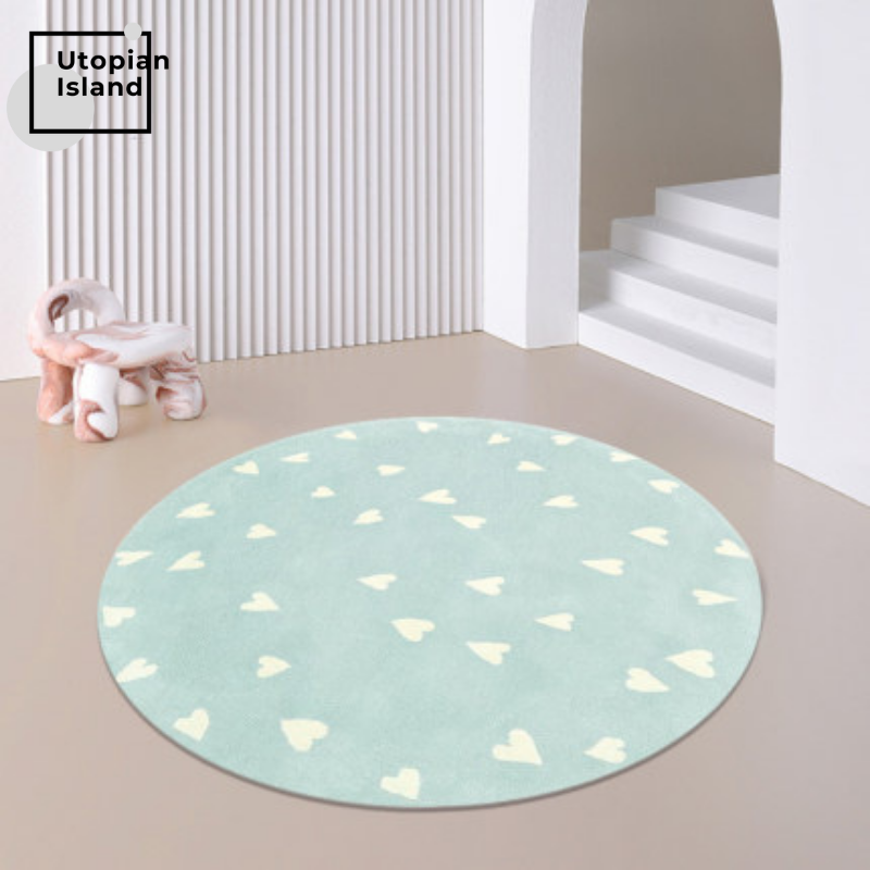 Area Round Rug Hearts Pattern