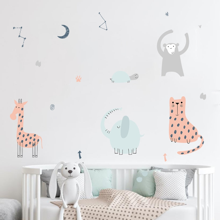 Cartoon Wall Decals Cute Animals Baby Room
