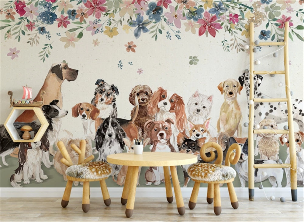 Cute Group of Puppies Wallpaper Mural