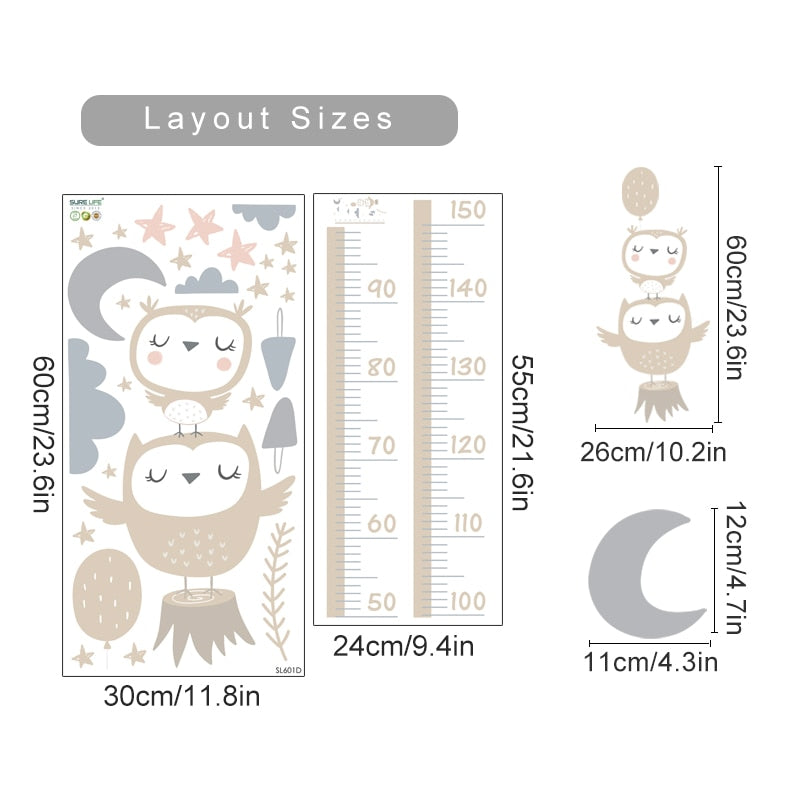 Height Chart Wall Decal Animals Stars