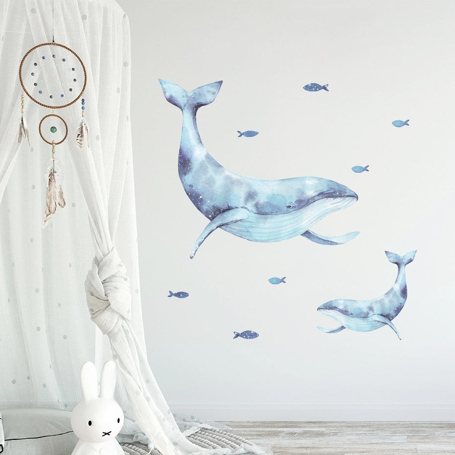 Nursery Wall Decal Underwater Blue Whale