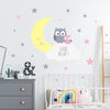 Load image into Gallery viewer, Cartoon Wall Decals Owl Moon Stars Clouds