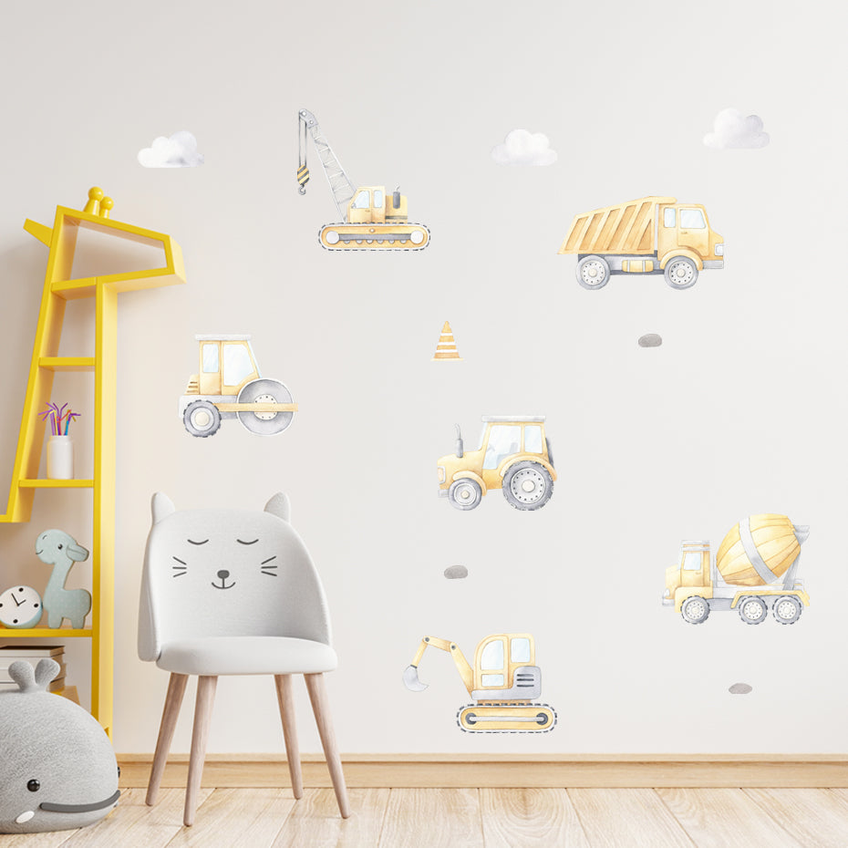 Cartoon Engineering Vehicle Wall Decals