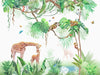 Cartoon Giraffe And Tree Animals Wallpaper Mural