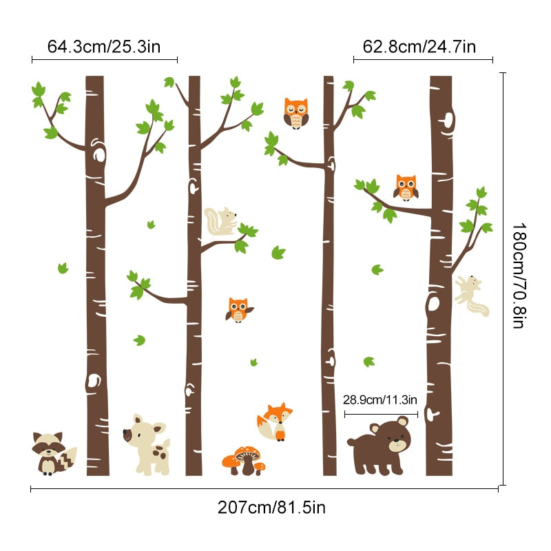 Nursery Wall Decals Large Woodland Animals