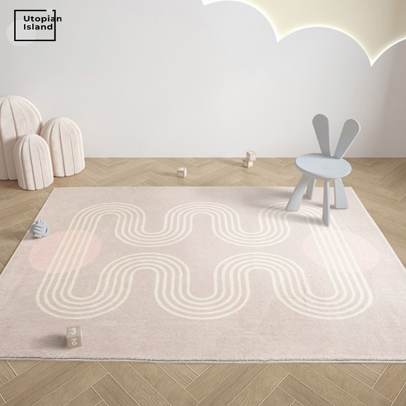 Pink Area Rug Rounded Lines