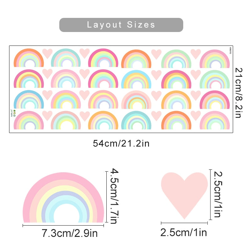 Nursery Wall Decals Colorful Small Rainbow