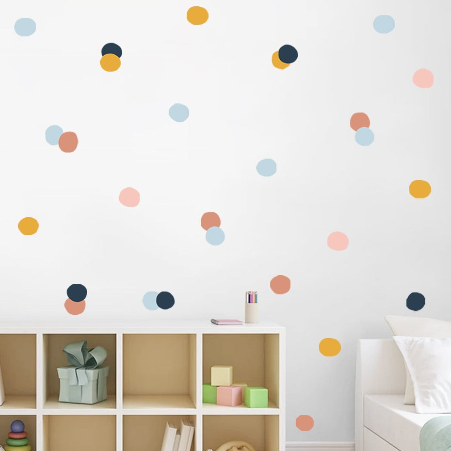 Cartoon Wall Decals Colorful Polka Dots