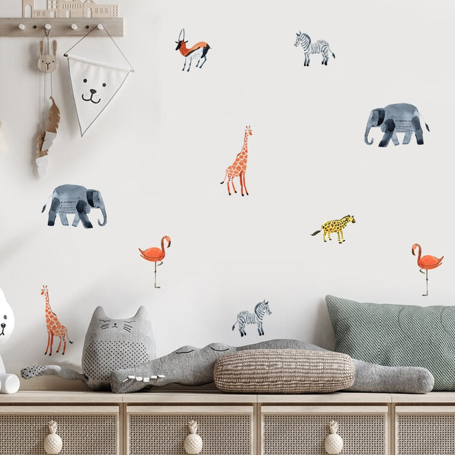 Cartoon Wall Decals Cute Safari Animals