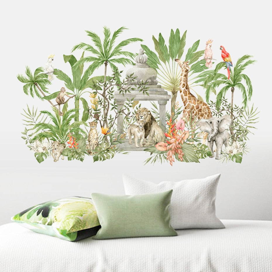 Nursery Wall Decal African Animals in Trees
