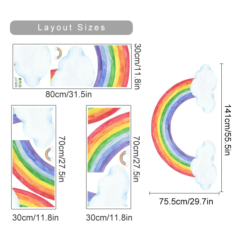 Watercolor Wall Decals Large Rainbow