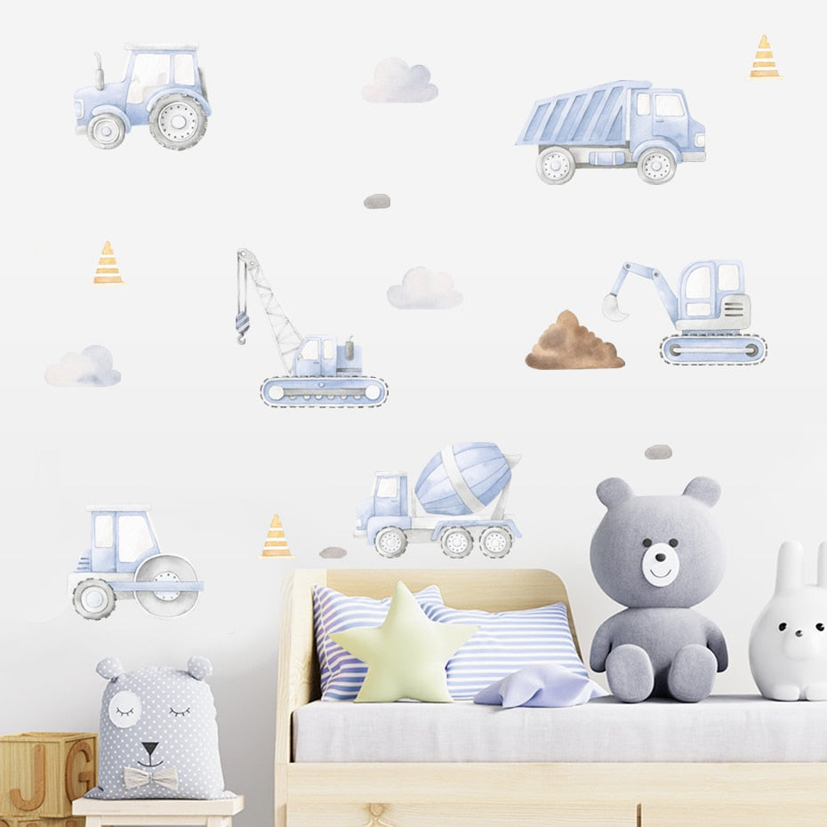 Cartoon Engineering Vehicle Wall Decals