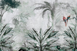 Tropical Plants and Birds Wallpaper Mural