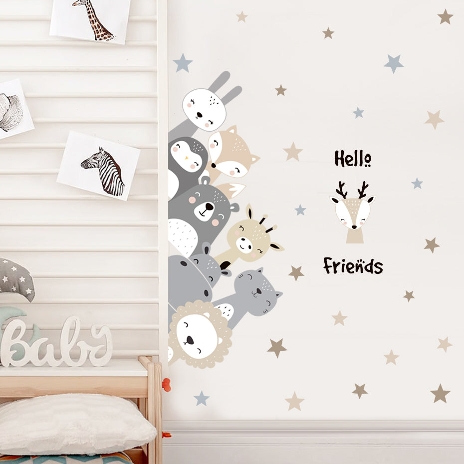 Nursery Wall Decals Cute Animal Friends