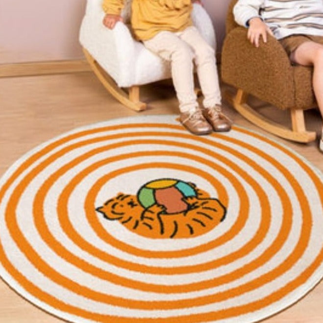 Nursery Area Round Rug Circle Tiger