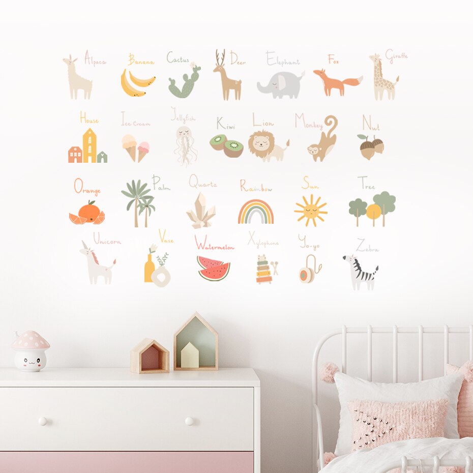Nursery Wall Decals Animals Fruit Alphabet