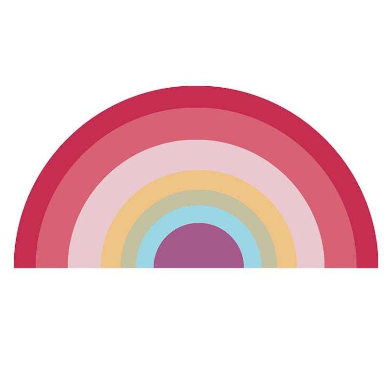 Semicircle Area Rug Cartoon Rainbows
