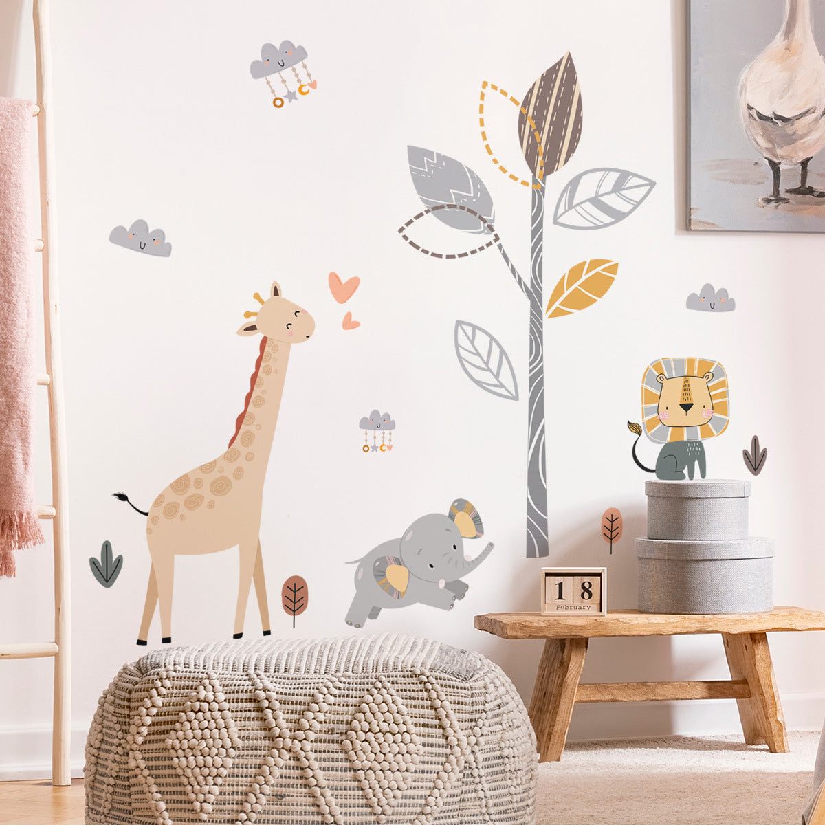 Cartoon Wall Decals Boho Cute Animals