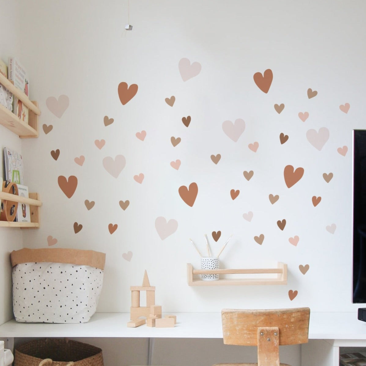 Boho Wall Decals Pink Hearts