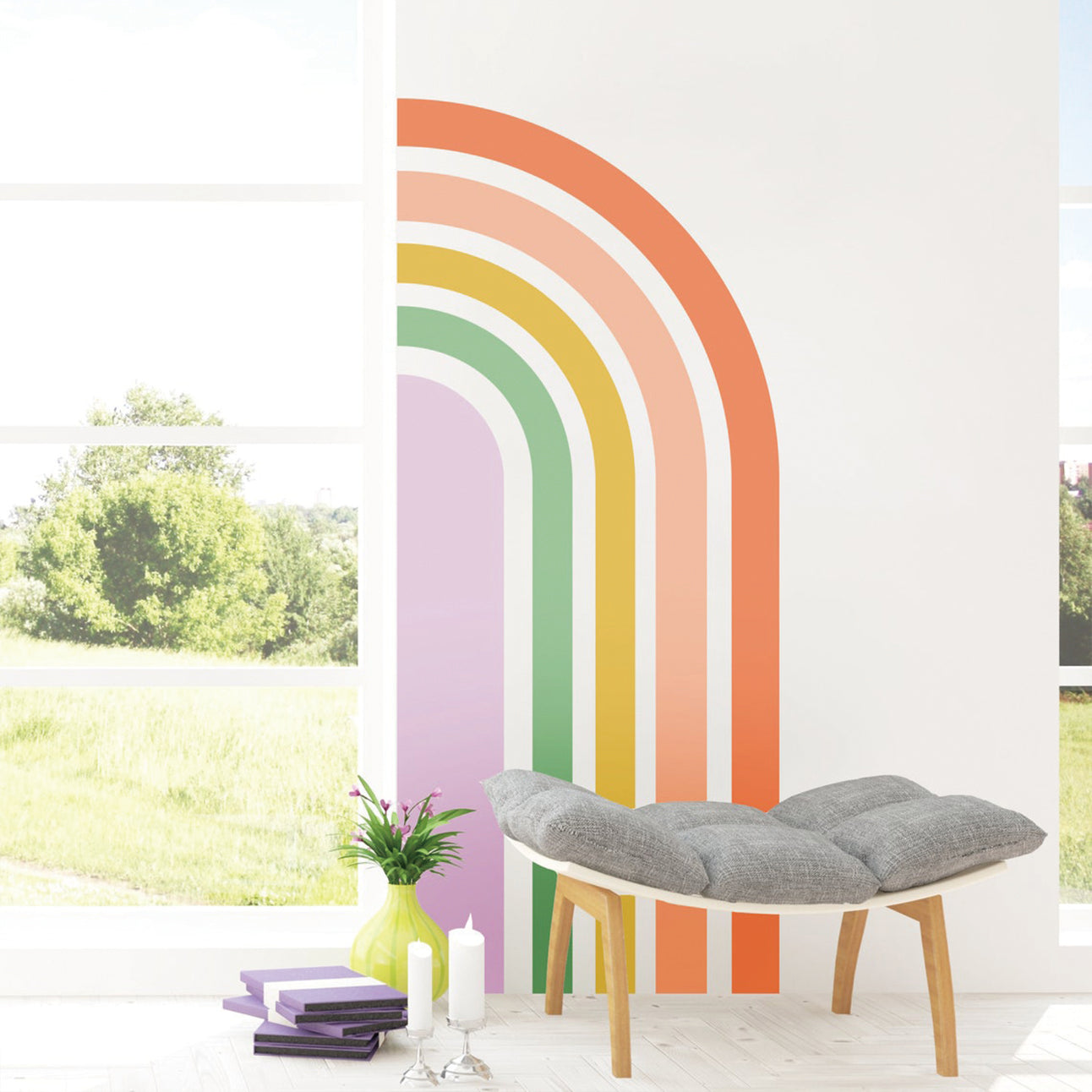 Nursery Wall Decal Large Half Elongated Rainbow