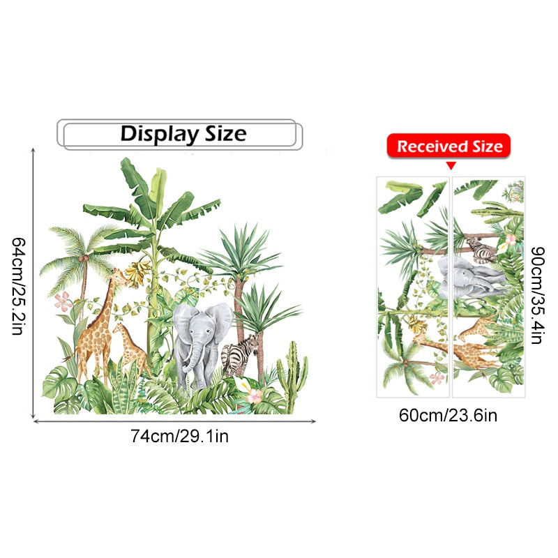 Nursery Wall Decals Tropical Forest Animals