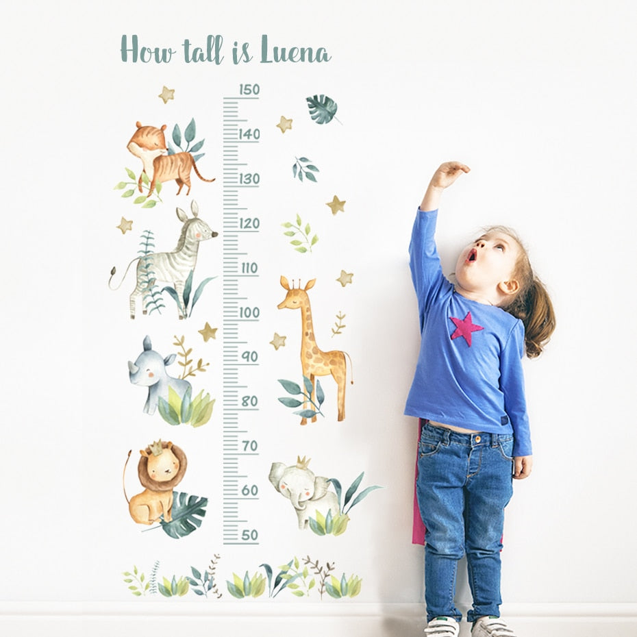 Custom Baby Name Wall Decals Growth Chart Animals