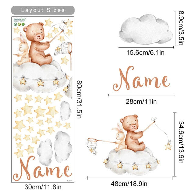 Custom Baby Name Wall Decals Cute Animals