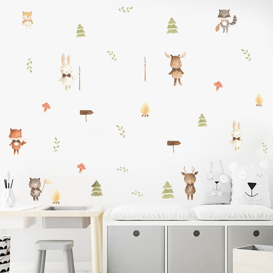 Cartoon Wall Decals Cute Forest Animals